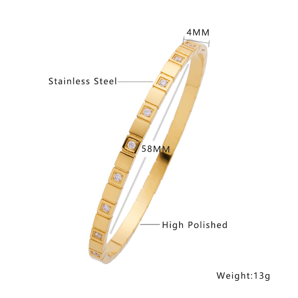 Wholesale Retro Fashion Zircon Gold Titanium Steel Bracelet